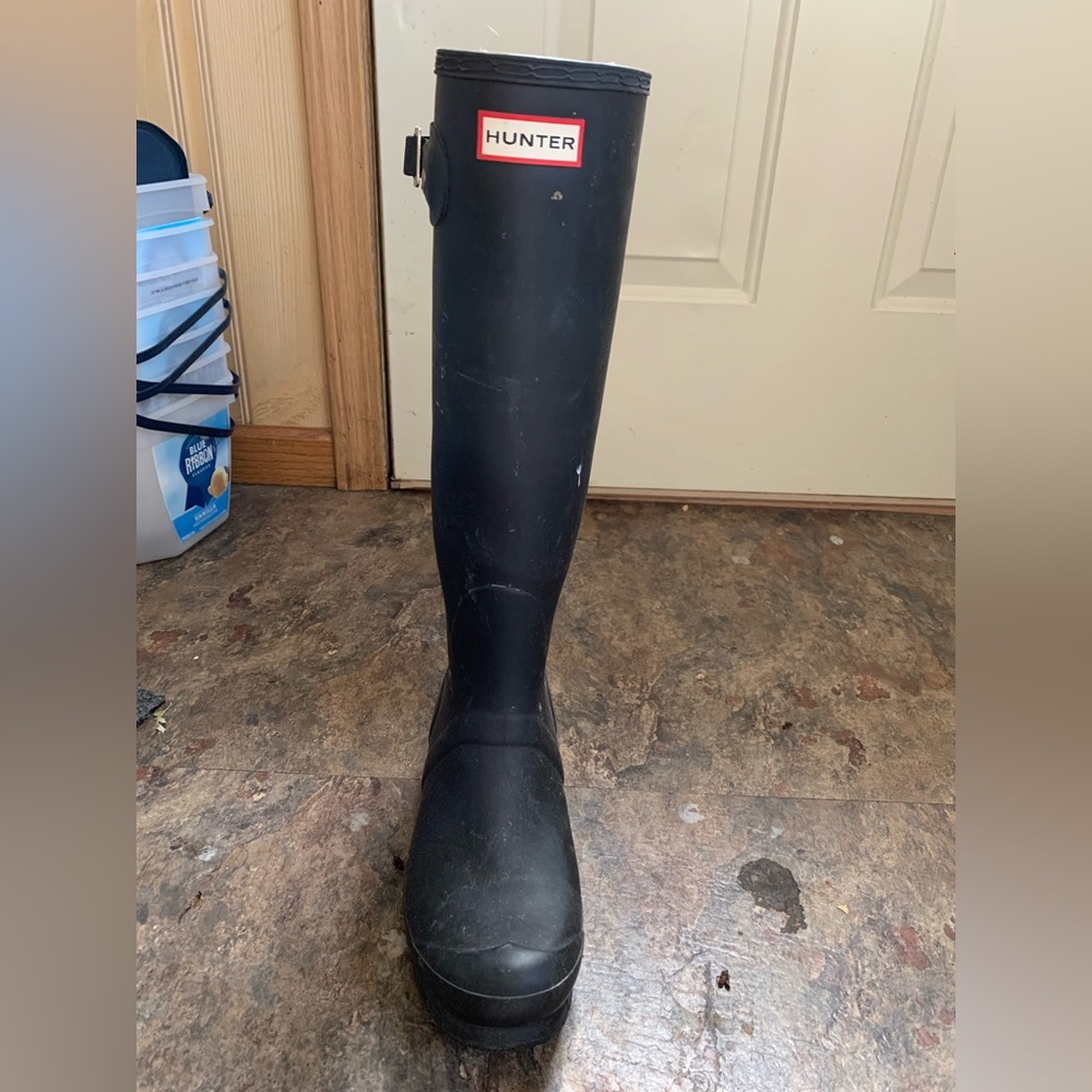 Black Hunter Boots with socks.